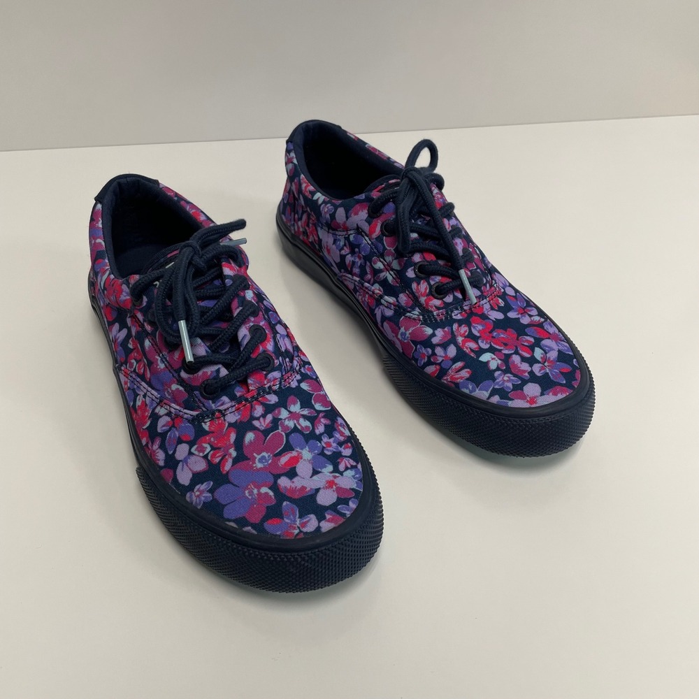 Sperry Striper II CVO Tokyo Men's 7.5 Navy Floral Cherry Blossom Shoes Sneakers‎